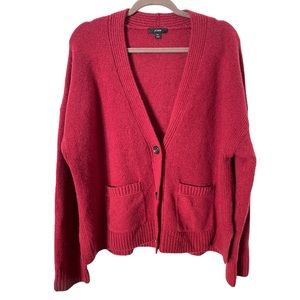 J. Crew Cropped Cardigan‎ Sweater in Supersoft Yarn Deep Red XL